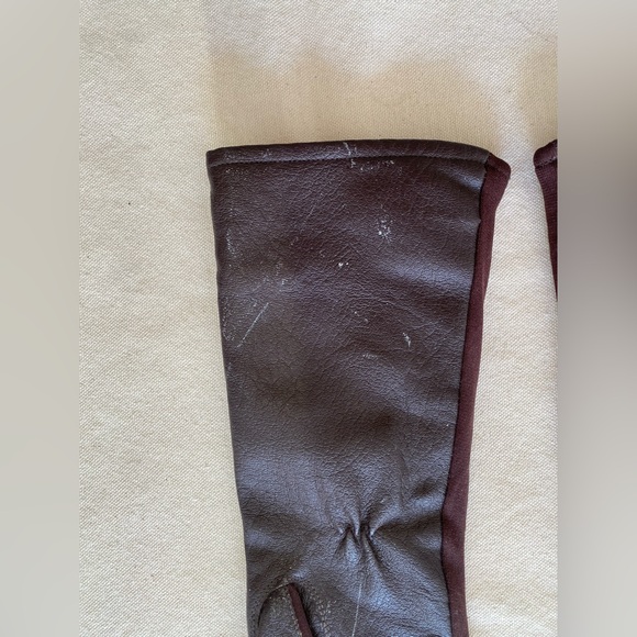 Brown Faux Leather Lined Driving Gloves 1 Long 1 Short 2 Pairs OSFM - Picture 6 of 9